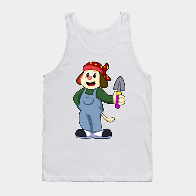 Dog at Farmer with Flower trowel Tank Top by Markus Schnabel